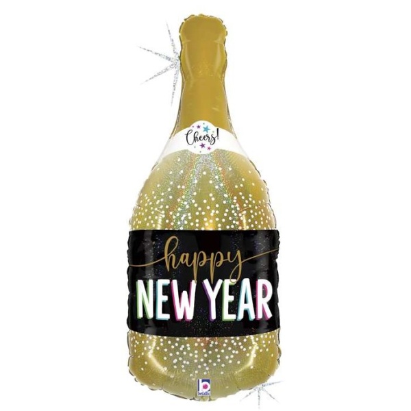 Balónek fóliový HNY Šampaňské 31 x 80 cm