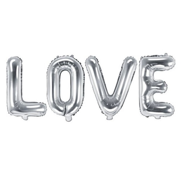 Balónek fóliový Love stříbrný 140 x 35 cm