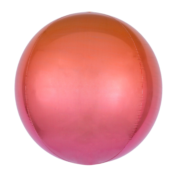 Balónek fóliový ORBZ koule Ombré červeno-oranžová 40 cm