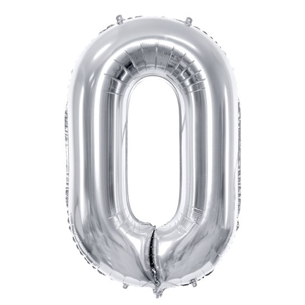 Balónek fóliový číslo 0 stříbrné 86 cm