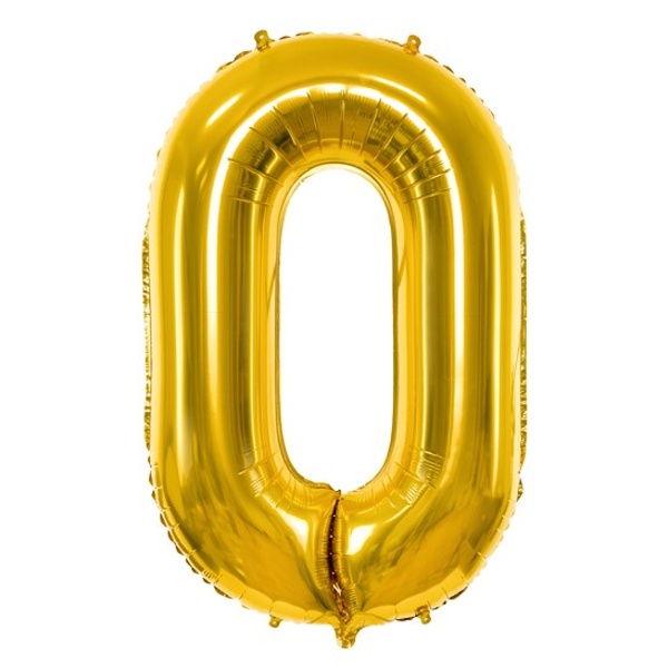 Balónek fóliový číslo 0 zlaté 86 cm