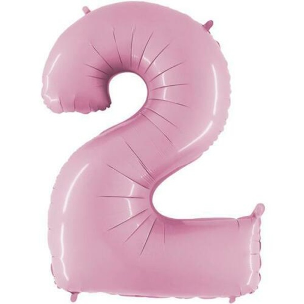 Balónek fóliový číslo 2 pastelově růžové 102 cm