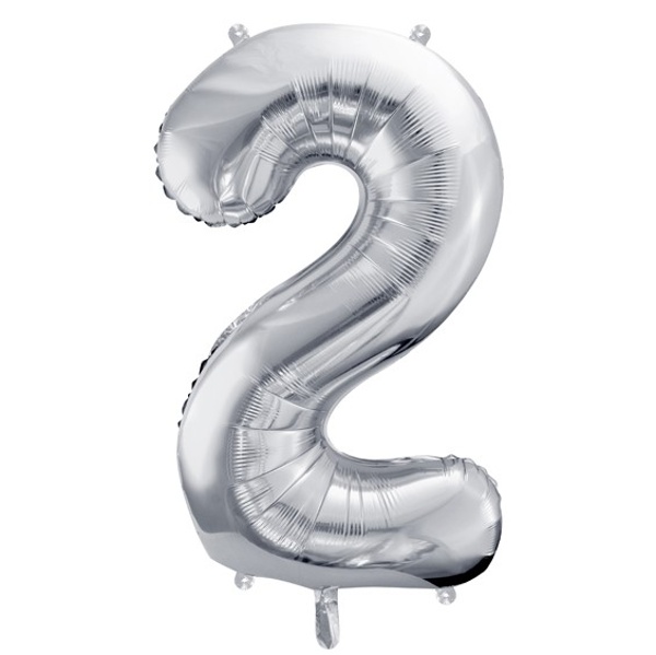 Balónek fóliový číslo 2 stříbrné 86 cm