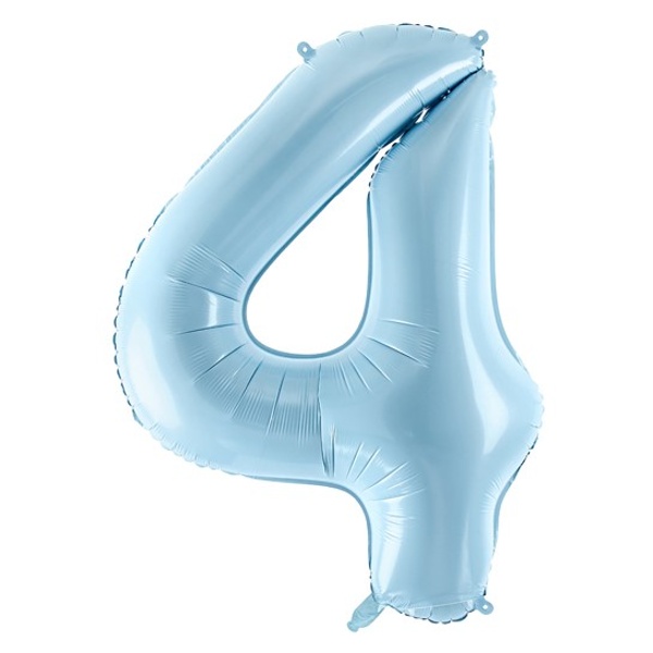 Balónek fóliový číslo 4 světle modré 86 cm
