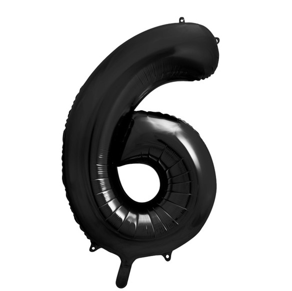 Balónek fóliový číslo 6 černé 86 cm