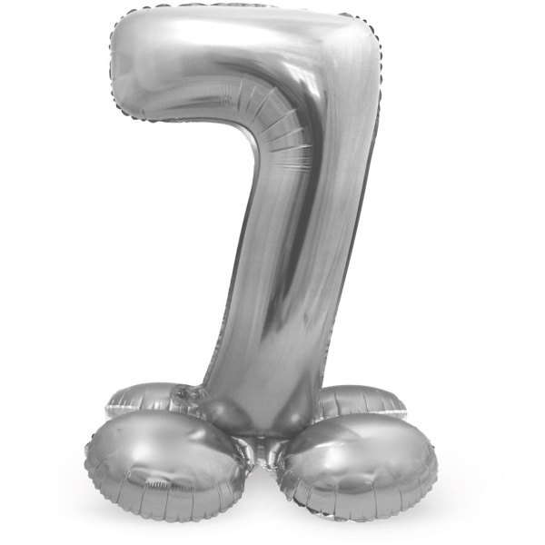 Balónek fóliový číslo 7 na podstavci stříbrné 72 cm