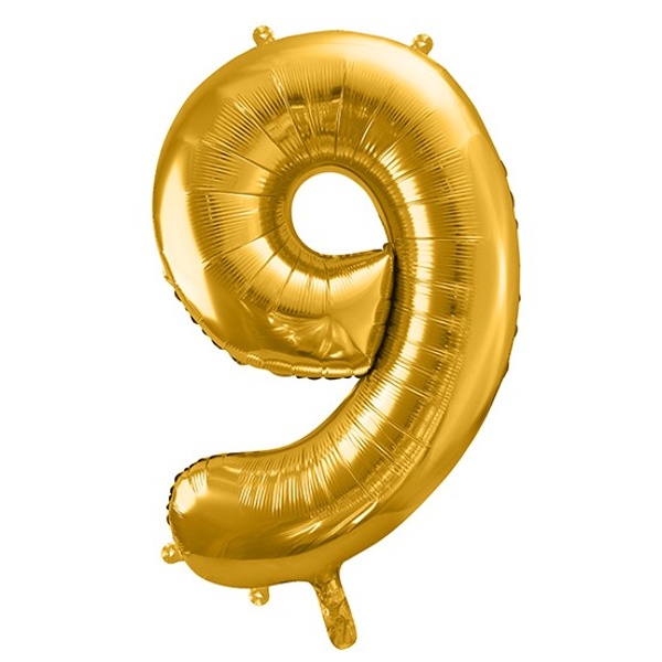 Balónek fóliový číslo 9 zlaté 86 cm