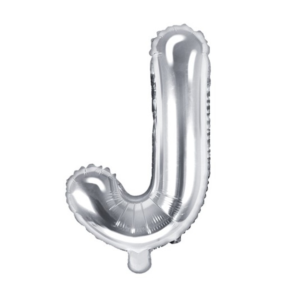 Balónek fóliový mini písmeno J stříbrné 35 cm