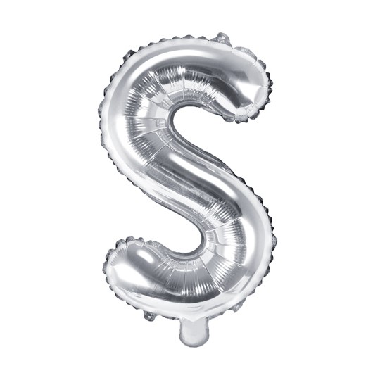 Balónek fóliový mini písmeno S stříbrné 35 cm