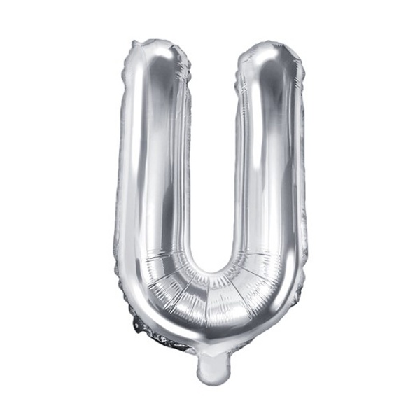 Balónek fóliový mini písmeno U stříbrné 35 cm