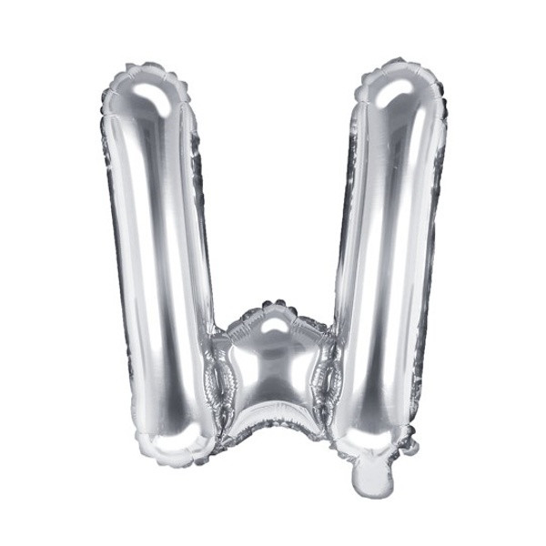 Balónek fóliový mini písmeno W stříbrné 35 cm