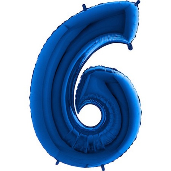 Balónek fóliový číslo 6 modrý 102 cm