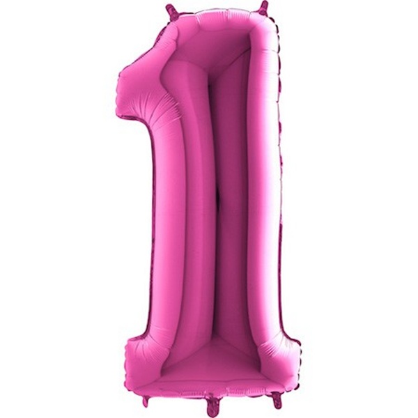 Balónek fóliový číslo 1 růžový 102 cm