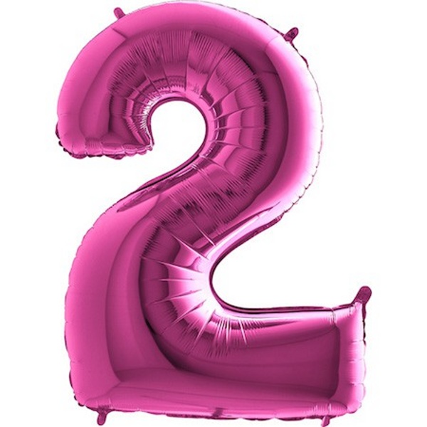 Balónek fóliový číslo 2 růžový 102 cm
