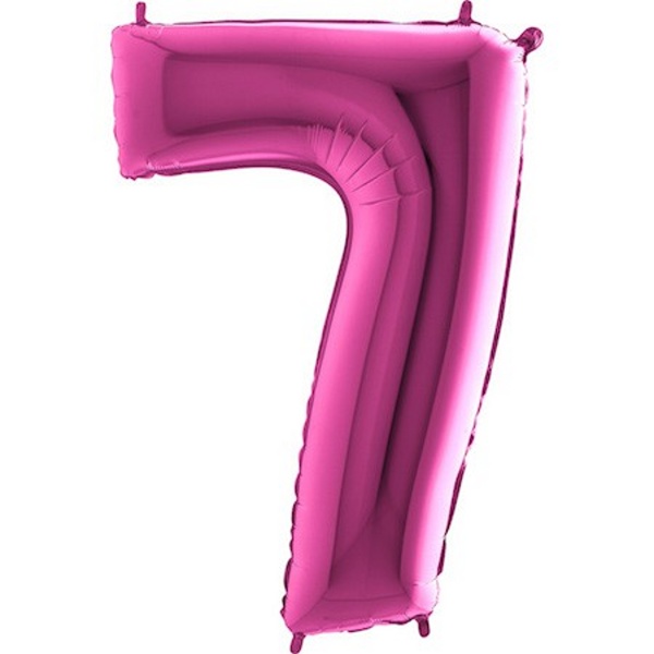 Balónek fóliový číslo 7 růžový 102 cm