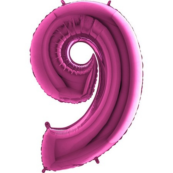 Balónek fóliový číslo 9 růžový 102 cm