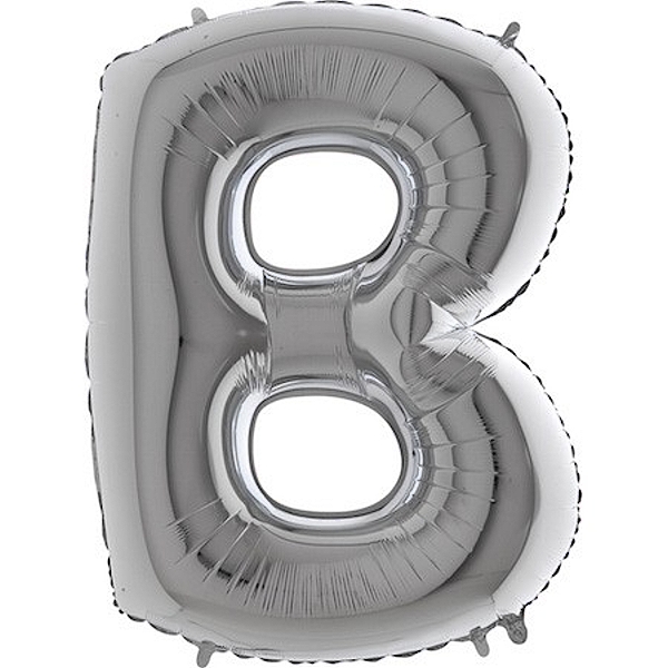 Balónek fóliový stříbrné písmeno B 102 cm