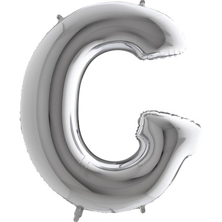 Balónek fóliový stříbrné písmeno G 102 cm