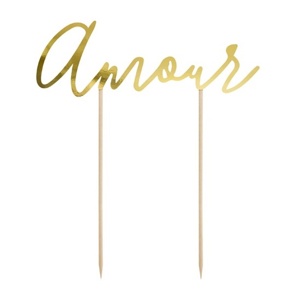 DEKORACE na dort - nápis Amour zlatý 22
