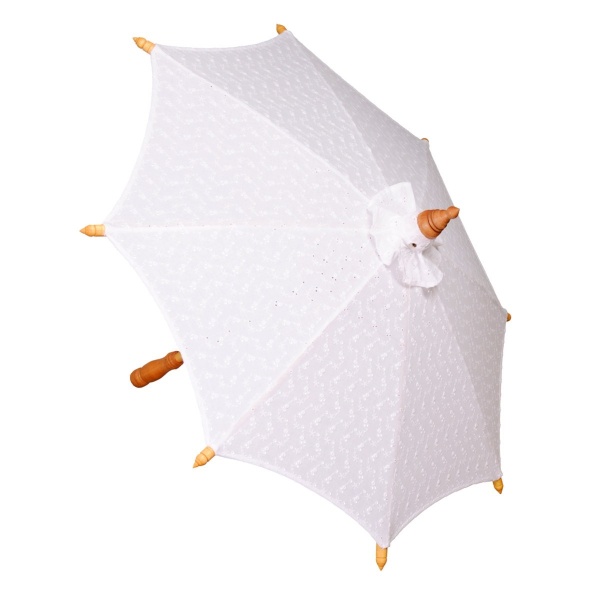 SVATEBNÍ deštník bavlněný s květinovým vzorem bílý