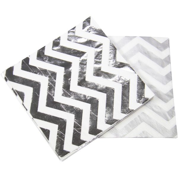 UBROUSKY papírové Zigzag metalické stříbrné 33x33cm 20ks