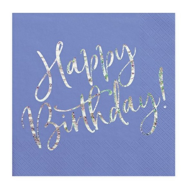 UBROUSKY Happy Birthday holografické modré 33x33