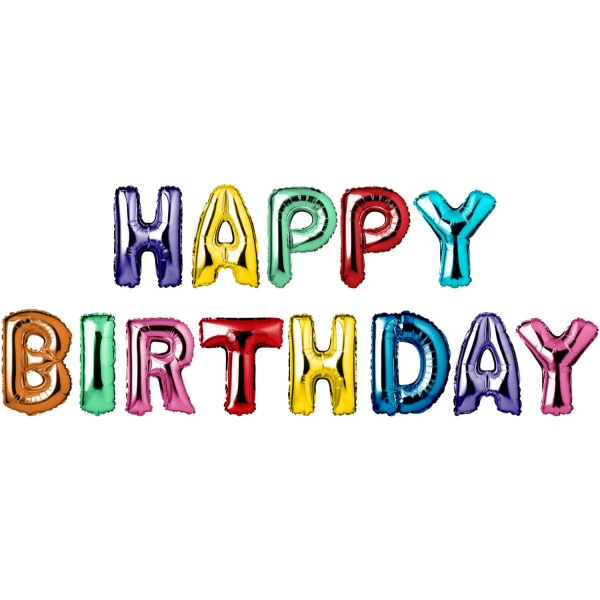 Balónkový nápis Happy Birthday Multicolor 36 cm