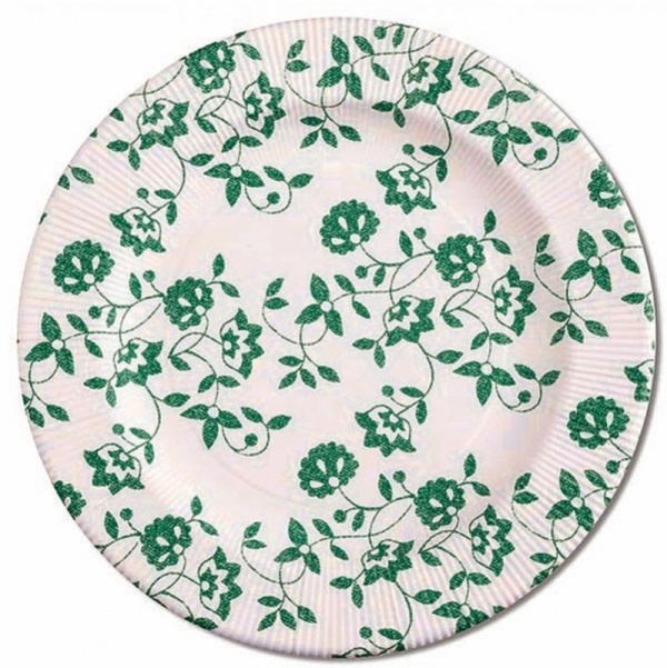 ECO talíře papírové Květy zelené 27 cm 8 ks