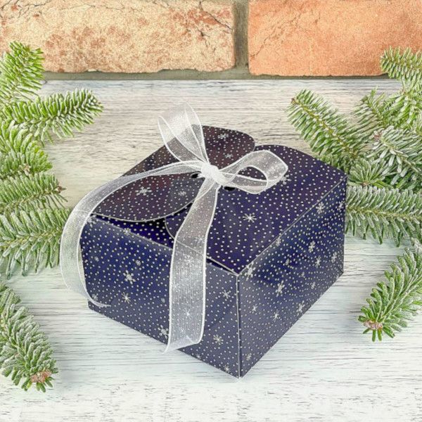 KRABIČKA vánoční dárková tmavě modrá 11 x 11 x 7 cm 8 ks