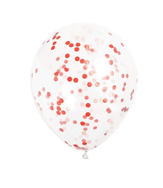 Balónky s konfetami červené 30cm 6ks