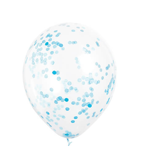 Balónky s konfetami světle modré 30cm 6ks