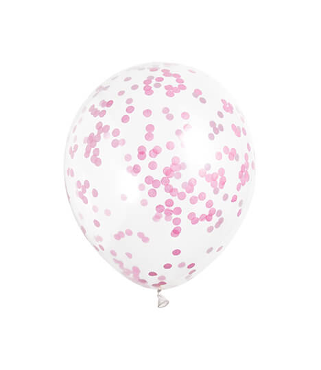 Balónky s konfetami růžové 30cm 6ks