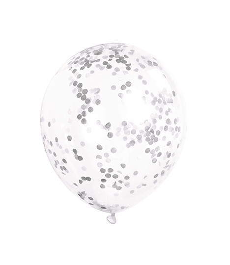 Balónky s konfetami stříbrné 30cm 6ks