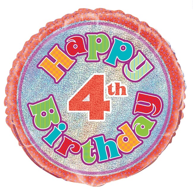 Fóliový balónek 4 Happy Birthday 45cm