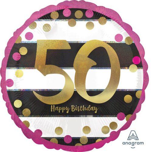 Fóliový balónek 50 Pink & Gold Milestone 45cm