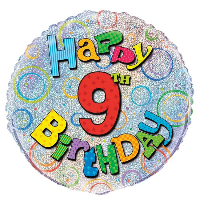 Fóliový balónek 9 Happy Birthday 45cm