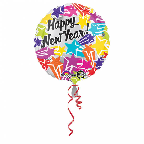 Fóliový balónek Happy New Year Hvězdy 43cm