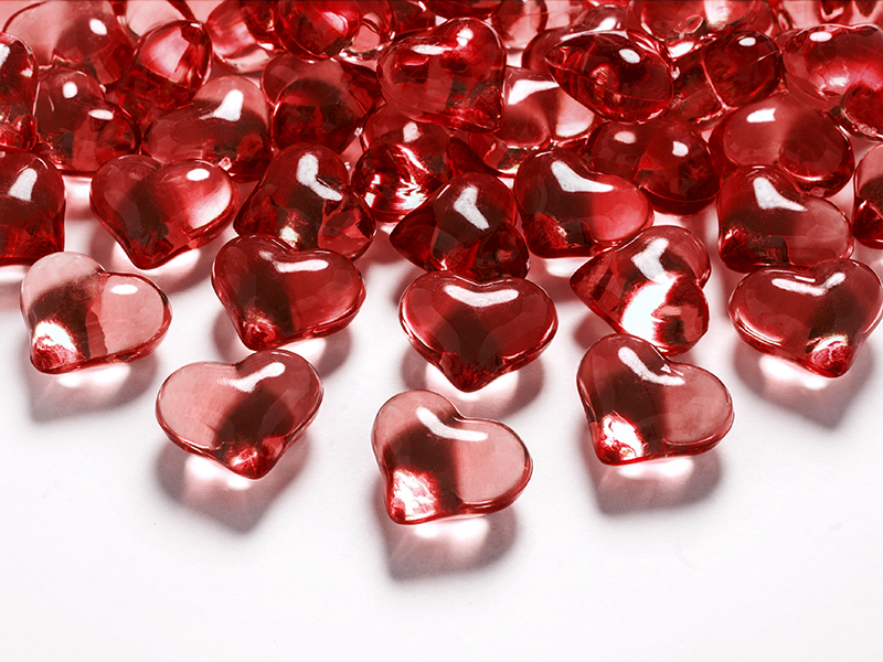 Krystalová srdce červené 30ks
