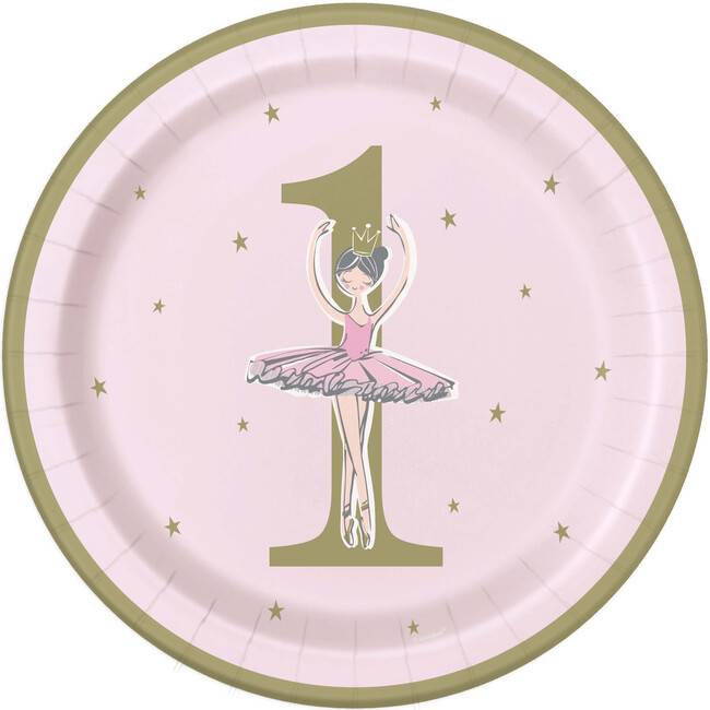 Talíř 1.narozeniny holčička Ballerina 23cm 8ks