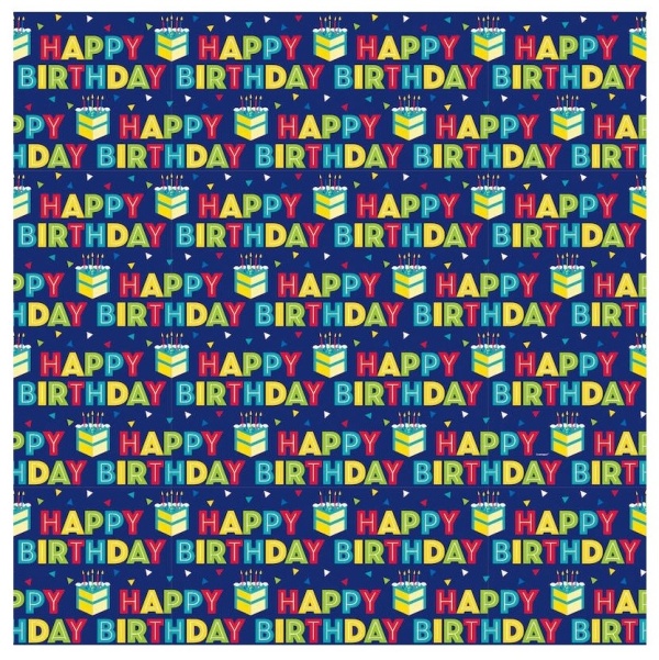 Happy Birthday - Balící papír modrý 0