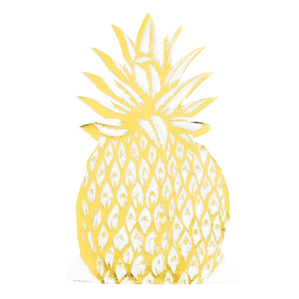 Aloha party - Ubrousky papírové Ananas metalický zlatý 40 x 20 cm 12 ks