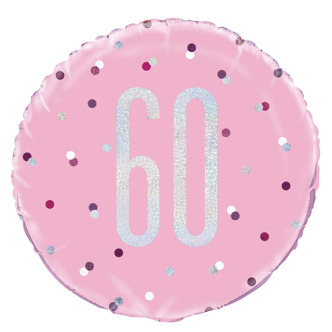 Fóliový balónek 60 Birthday růžový 45cm