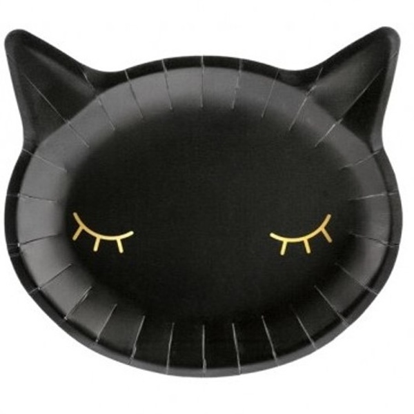 Halloween Happy party - Talířky papírové černá kočka 22 x 20 cm