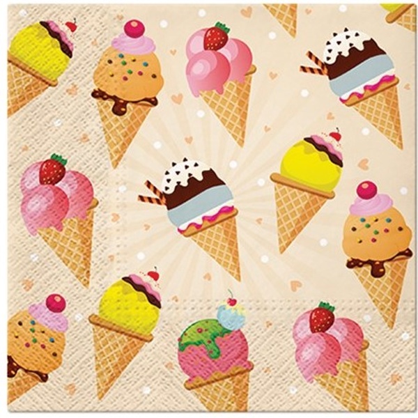 Sweet party - Ubrousky Zmrzliny 33 x 33 cm 20 ks
