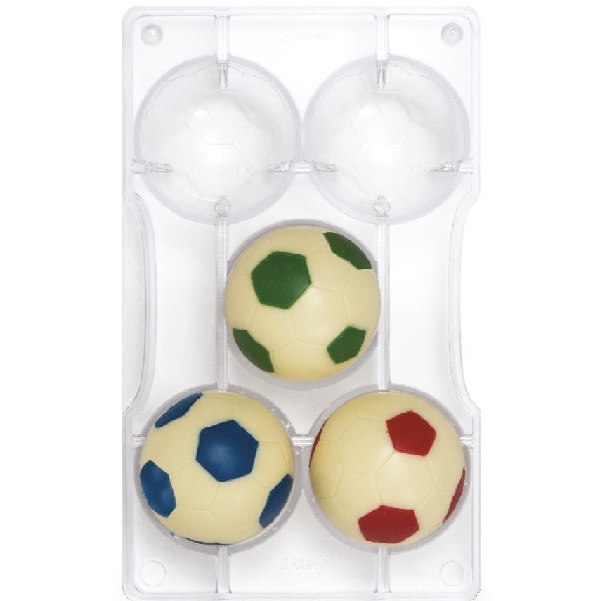 Forma polykarbonátová na čokoládu Fotbalový míč pr. 52 mm 20 x 12 cm