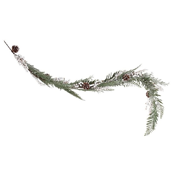 Girlanda vánoční Zasněžené listy s bílými bobulemi 1