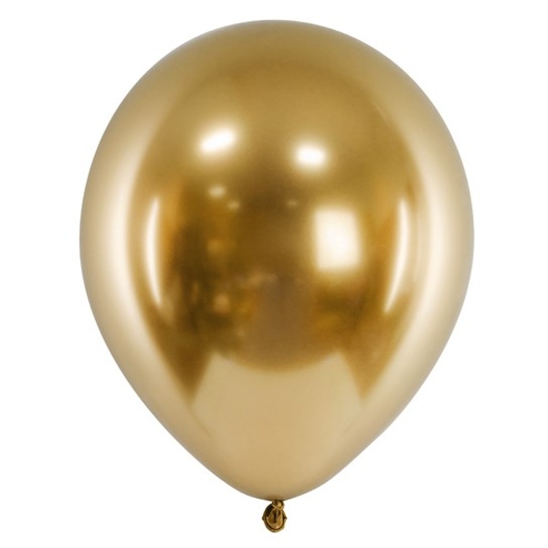 Balónek latexový chromový zlatý 33 cm