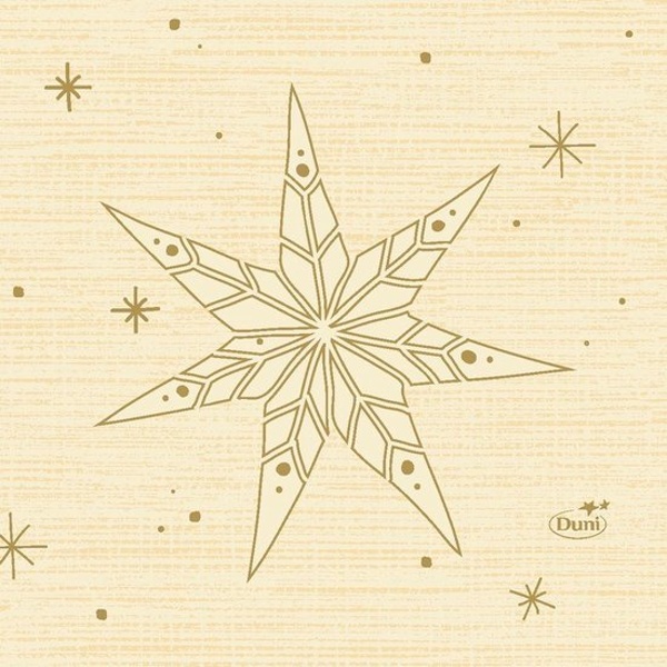 Ubrousky vánoční - Tissue světle žluté se zlatými hvězdami 24 x 24 cm