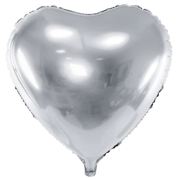 Balónek fóliový Srdce stříbrné 61 cm 1 ks
