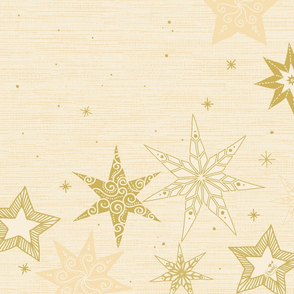 Vánoční ubrousky Dunisoft světle žluté se zlatými hvězdami 40 x 40 cm 12 ks